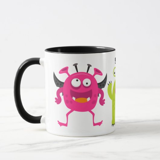 Mug 3 Mignons Petits Monstres Avec Nom (Gauche)