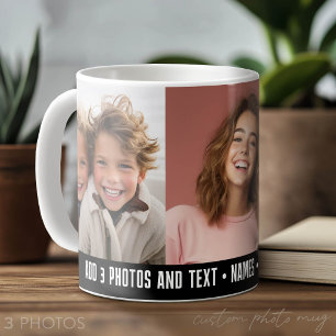 Mug 3 Modèle de photo Texte minimaliste moderne