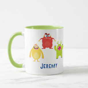 Mug 3 Monstres de Dessin Animé Drôles, Nom de l'Enfant