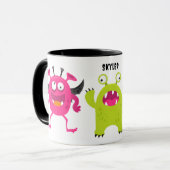 Mug 3 Petits Monstres Mignons Avec Nom (Devant gauche)