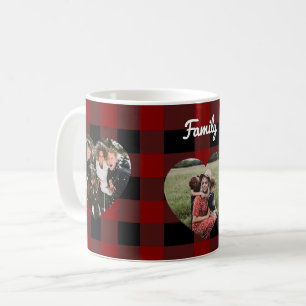 Mug 3 Photo amour coeurs buffalo plaid