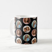Mug 3 Photo Collage Bordure Cercle - Noir Blanc (Devant gauche)