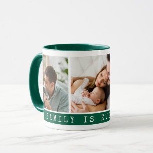 Mug 3 photo Collage photo famille Citation vert