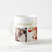 Mug 3 Photo Collage Script moderne "Joyeux Noël" (Devant gauche)