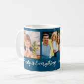 Mug 3 Photo personnalisée Nom de famille Citation Bleu (Devant gauche)