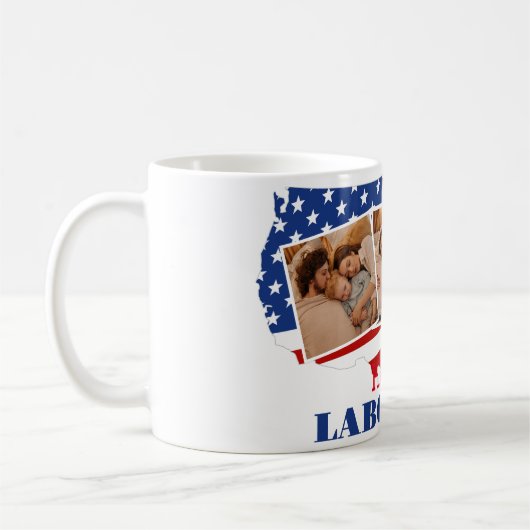Mug 3 Photo Simple Elegant Labour Day avec drapeau amé (Gauche)