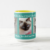 Mug 3 photos de animaux avec message et noms (Centre)