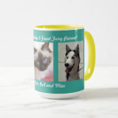Mug 3 photos de animaux avec message et noms (Devant droit)