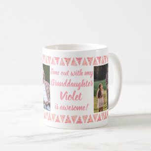 Mug 3 photos et texte personnalisés - Bordures aquarel