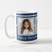 Mug 3 Photos, Long Message, Bleu foncé Moderne P31 (Gauche)