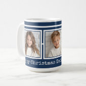 Mug 3 Photos, Long Message, Moderne Bleu Foncé P31 (Devant gauche)