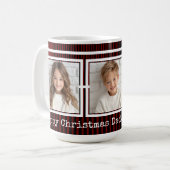 Mug 3 Photos, Long Message, Rouge Noir Moderne P31 (Devant gauche)