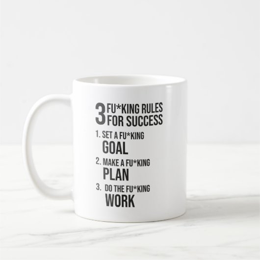 Mug 3 Règles De Réussite - Motivation Dure (Gauche)