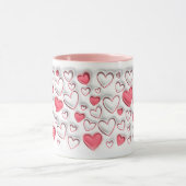 Mug 3D Puff effet gonflé Coeurs motif (Centre)