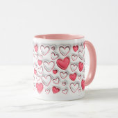 Mug 3D Puff effet gonflé Coeurs motif (Devant droit)