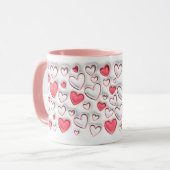 Mug 3D Puff effet gonflé Coeurs motif (Devant gauche)