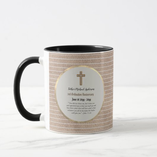 Mug 3e anniversaire d'ordination Cuir - TOUTE CLERGIE (Gauche)