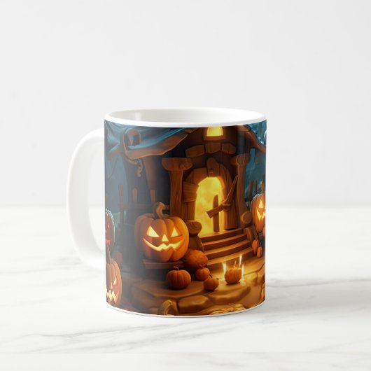 Mug 3e Halloween Citrouille Maison hantée (Devant gauche)