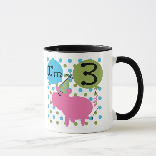 Mug 3ème anniversaire de porc (Droite)