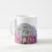 Mug 4008-Roses roses roses et blanches avec perles de (Devant gauche)