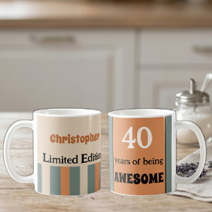 Mug 40 ans de nom génial orange vert