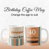 Mug 40 ans de nom génial orange vert
