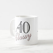 Mug 40 ans et Élégante Élégante Rose Script Fête d'Ann (Devant gauche)