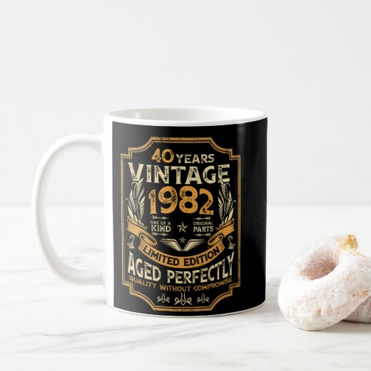 Mug 40 ans Vintage 1982 40e anniversaire (Avec donut)