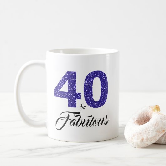 Mug 40 et fabuleuse Parties scintillant bleue 40e anni (Avec donut)