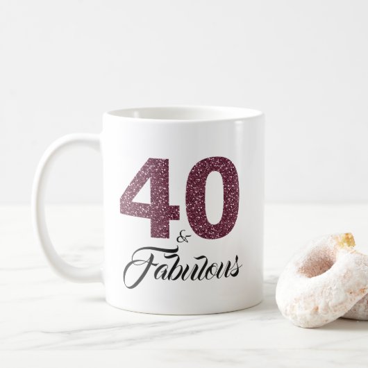 Mug 40 et fabuleuse Parties scintillant pourpre 40e an (Avec donut)