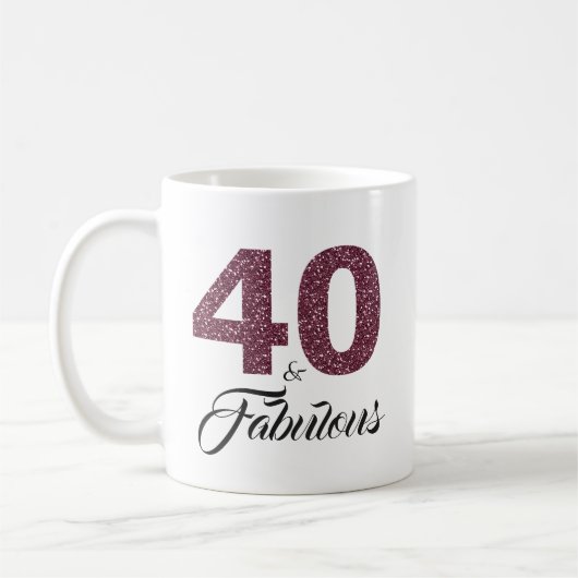 Mug 40 et fabuleuse Parties scintillant pourpre 40e an (Gauche)