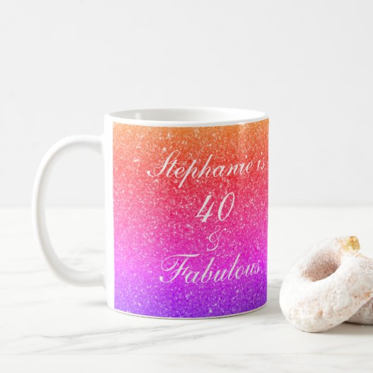 Mug 40 Et Fabuleux Anniversaire rose violet Parties sc (Avec donut)