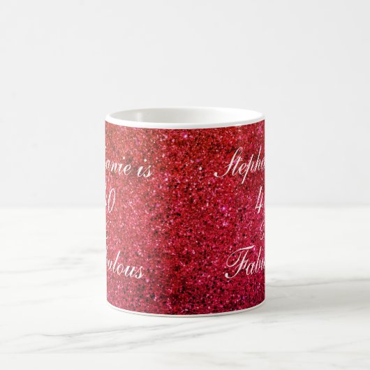 Mug 40 Et Fabuleux Anniversaire Rouge Glitter Blanc Mo (Centre)