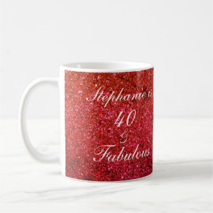 Mug 40 Et Fabuleux Anniversaire Rouge Glitter Blanc Mo
