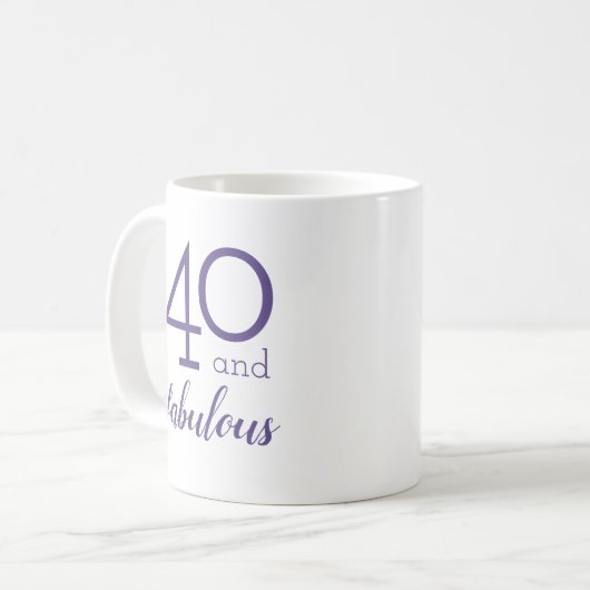 Mug 40 et fabuleux cadeau d'anniversaire violet (Devant gauche)