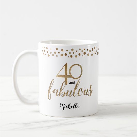 Mug 40 et fabuleux confetti or à 40 ans (Gauche)