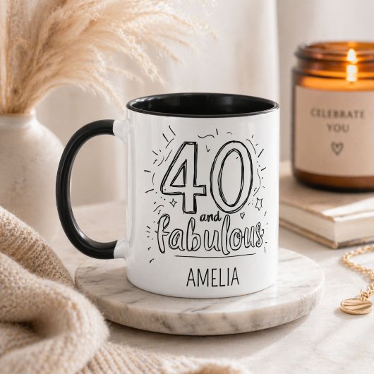 Mug 40 et Fabuleux Doodle Joyeux Anniversaire