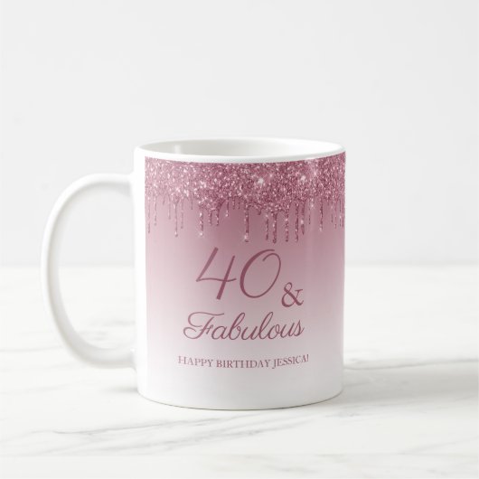 Mug 40 et fabuleux Rose Gold rose Parties scintillant  (Gauche)
