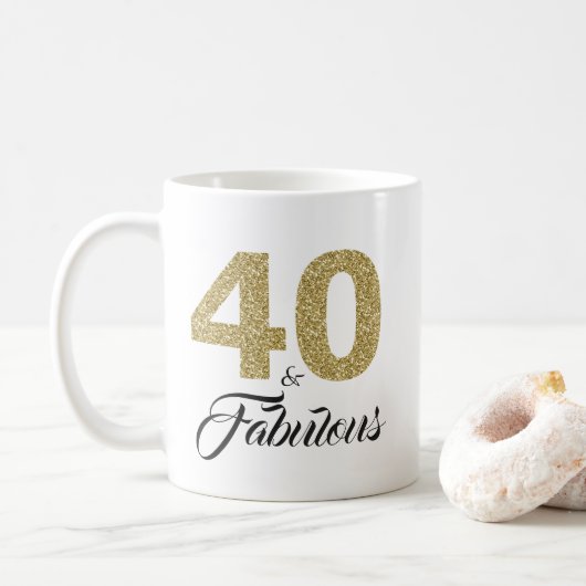 Mug 40 et Fabulous Gold Parties scintillant 40e annive (Avec donut)