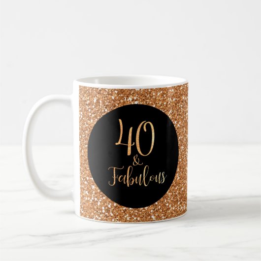 Mug 40 & Fabuleux Anniversaire Gold Parties scintillan (Gauche)