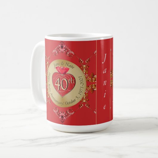 Mug 40e/15e anniversaire du Mariage Ruby (Devant gauche)
