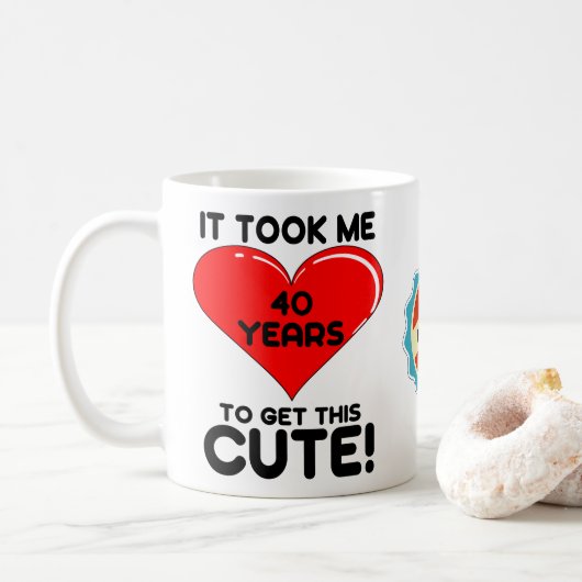 Mug 40e anniversaire 40 ans Coeur personnalisé (Avec donut)