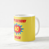 Mug 40e anniversaire Amusants Superhero thème (Devant droit)