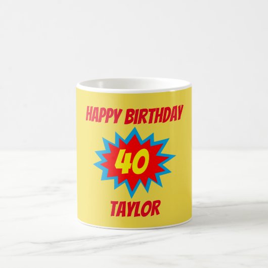 Mug 40e anniversaire Amusants Superhero thème (Centre)