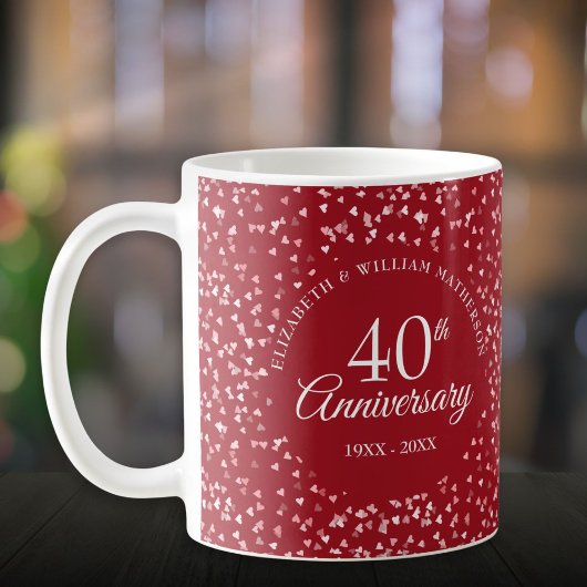 Mug 40e anniversaire de mariage Cœurs de rubis