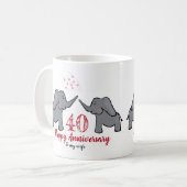 Mug 40e anniversaire de mariage de rubis femme éléphan (Devant gauche)