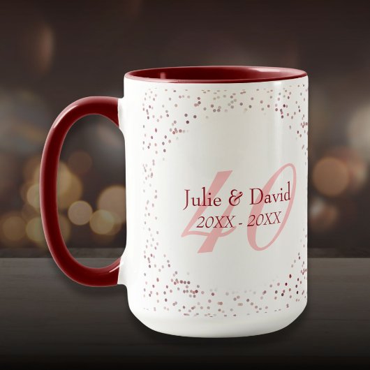 Mug 40e Anniversaire de Mariage Rubis Confettis