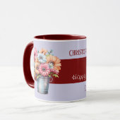 Mug 40e anniversaire de rubis fleurs noms pourpre (Devant gauche)