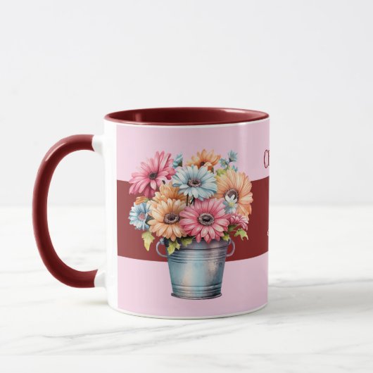 Mug 40e anniversaire de rubis fleurs noms rose (Gauche)