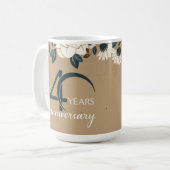 Mug 40e anniversaire du Mariage de fleurs rustiques (Devant gauche)
